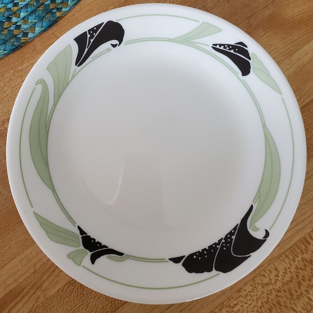 Corelle Black Orchid Dinner Plate Green and Black Orchids Art Nouveau